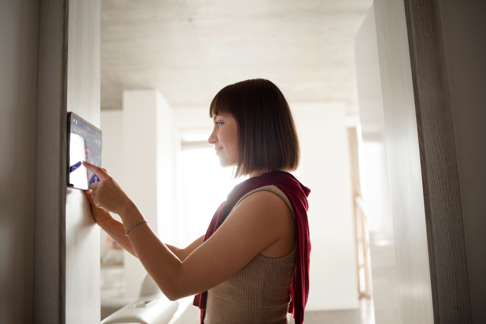 mujer tecnologia casa